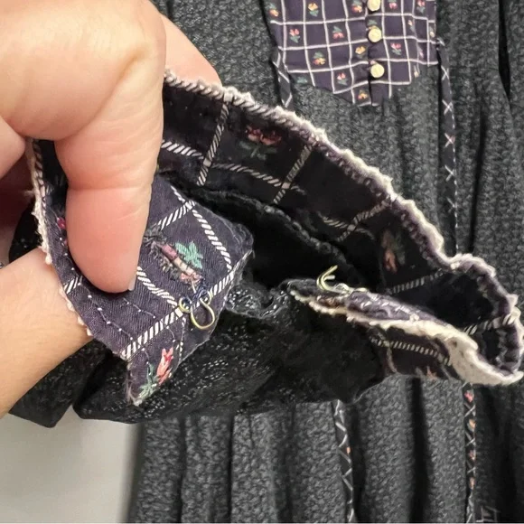 VTG 70s Gunne Sax Prairie Dress Dark Floral Print W/ Lace & Square Bodice XS - Picture 3 of 16